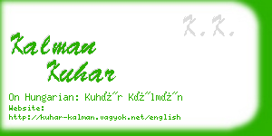 kalman kuhar business card